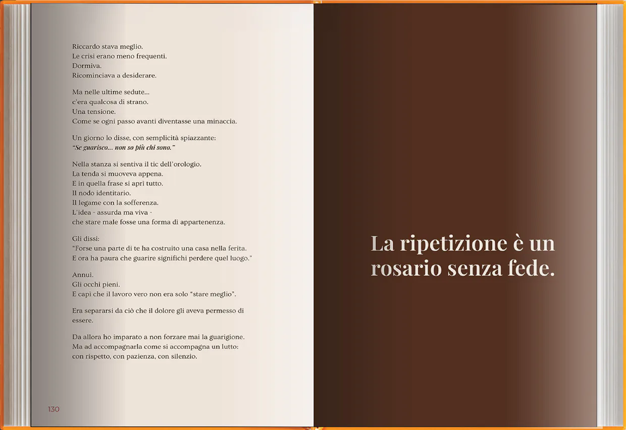 Due pagine aperte del libro Dove tutto trema